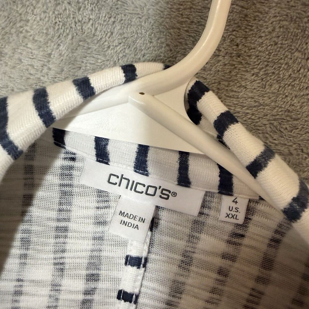 Chicos Blazer Womens 4 US 2XL Blue White Striped Nautical Beachy Modal Blend - Picture 3 of 9